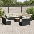 thumbnail image 1 of vidaXL 13 Piece Garden Sofa Set with Cushions Black Poly Rattan, 1 of 5