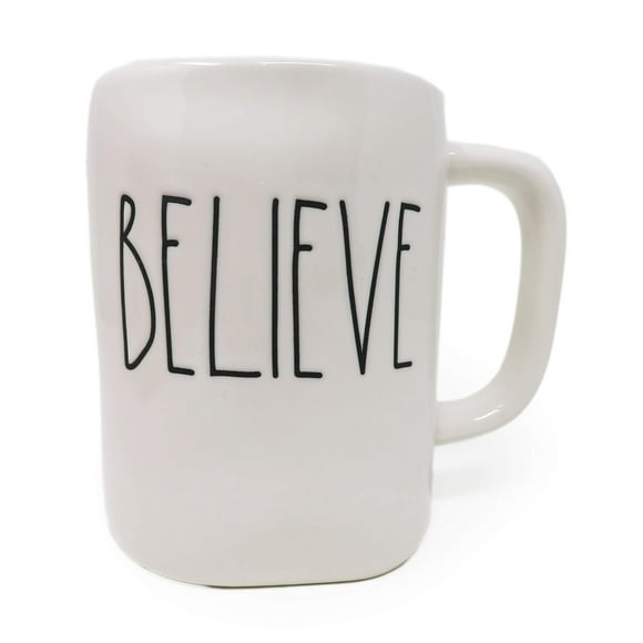 Rae Dunn Magenta Ceramic BELIEVE Coffee Mug