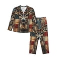 thumbnail image 1 of Balery American Flag Deer Art Conjunto de Pijama con Estampado para Mujer, Conjunto de Dos Piezas con Manga Larga, Ropa de Dormir Suave con Bolsillos, Pijamas Cómodos-Small, 1 of 7
