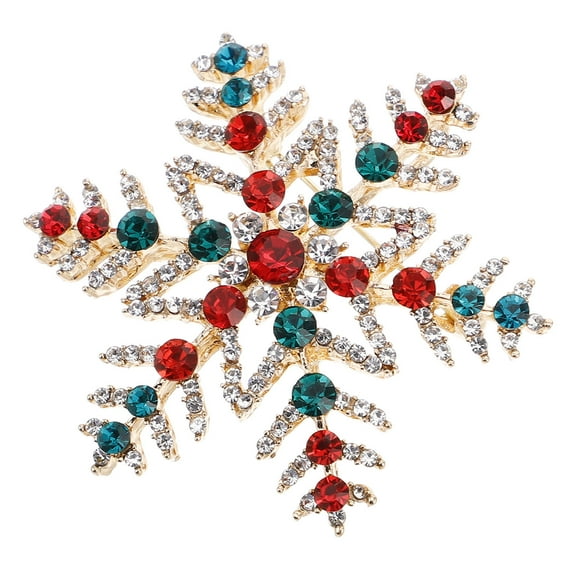 RENACLIPY Winter Snowflake Brooch Pin with Rhinestones, Zinc Alloy Christmas Holiday Jewelry Accessory