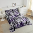 thumbnail image 3 of Erosebridal Purple Western Full Comforter Set Country Cowgirl Bedding Sets Wild West Bull Horse Quilt Set Teen Women,Rustic Farmhouse Buffalo Plaid Bed Duvet Set Room Decor 3 Pcs, 3 of 6