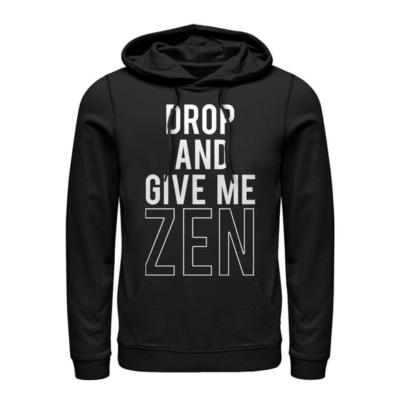 Women's CHIN UP Drop and Give Me Zen  Pull Over Hoodie Black Large