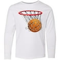 thumbnail image 3 of Inktastic Basketball Swish Long Sleeve Youth T-Shirt, 3 of 5