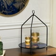 thumbnail image 2 of Gerson Set of Two Assorted Gold and Blue Glass Table Top Trays with Gold Fern Accents, 2 of 2