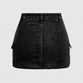 thumbnail image 5 of EnJoCho Jupe Cargo en Denim pour Fille Y2K Taille Basse Bouton Bodycon Jupe en Denim Ajustée Mini Jupe avec Poche à Rabat Robe Décontractée en Coton pour Bébé Fille, 5 of 5