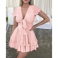 thumbnail image 4 of Vestido PRETTYGARDEN Verano 2025 Escote en V Lazo Rosa M, 4 of 5
