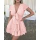 thumbnail image 4 of Vestido PRETTYGARDEN Verano 2025 Escote en V Lazo Rosa Talla Grande, 4 of 5