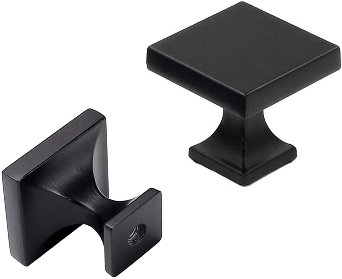JIUJIANG Matte Black Kitchen Knobs Square Bathroom