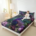 thumbnail image 4 of Manfei Zoo Animal Peacock Queen Sheet Sets,Country Floral Flat Sheet,Boho bohemian Theme Queen Fitted Sheet Forkids,Super Cozy Room Decor,4pcs, 4 of 7