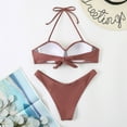 thumbnail image 4 of Conjunto de ropa de playa con estampado de Bikini y traje de baño dividido calado de Color sólido cómodo para mujer OAVQHLG3B Store  lin121212, 4 of 4