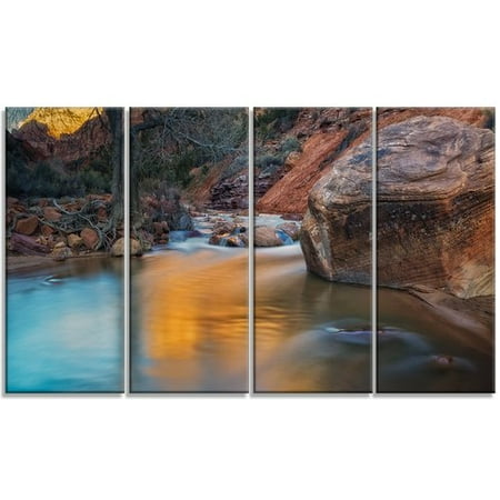 Design Art 'Slow Motion Virgin River at Zion' 4 Piece Graphic Art on Wrapped Canvas