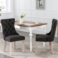 thumbnail image 2 of PORKISS Black Dining Chairs Set of 2, Flax Upholstered Tufted Dining Room Chair with Back Ring and Nailhead Trim, Modern Velvet Chairs with Solid Wood Legs for Kitchen, 2 of 10