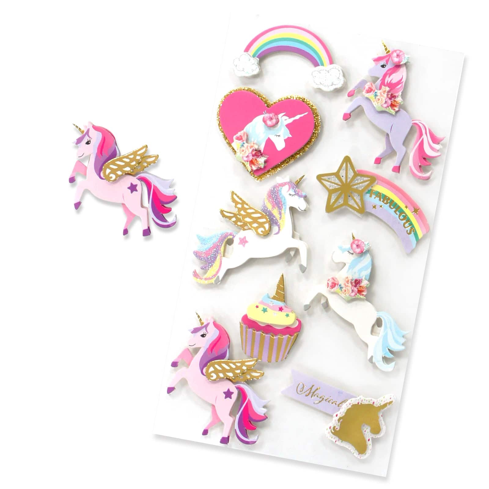 Recollections Unicorn Dimensional Stickers, 12 Pack