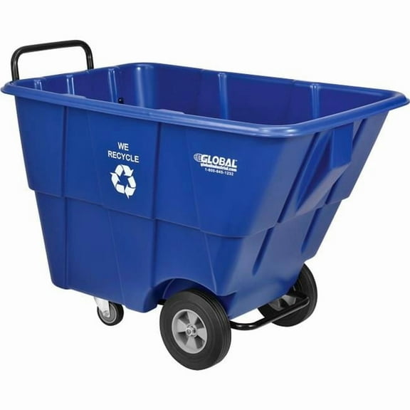 750 lbs, 0.5 cu. yards Standard Duty Plastic Recycling Tilt Truck, Blue