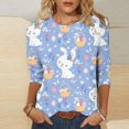 thumbnail image 1 of Hauts pour Femmes Mode Féminine T-shirt Imprimé Jour de Pâques Manches 3/4 Blouse Col Rond Hauts Décontractés pour Sortir Aguichant en Liquidation, 1 of 5