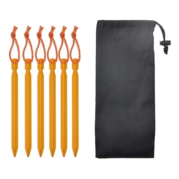 Paquete de 6 estacas de metal para carpas de 7 pulgadas, resistentes, para playa, para toldos Amarillo