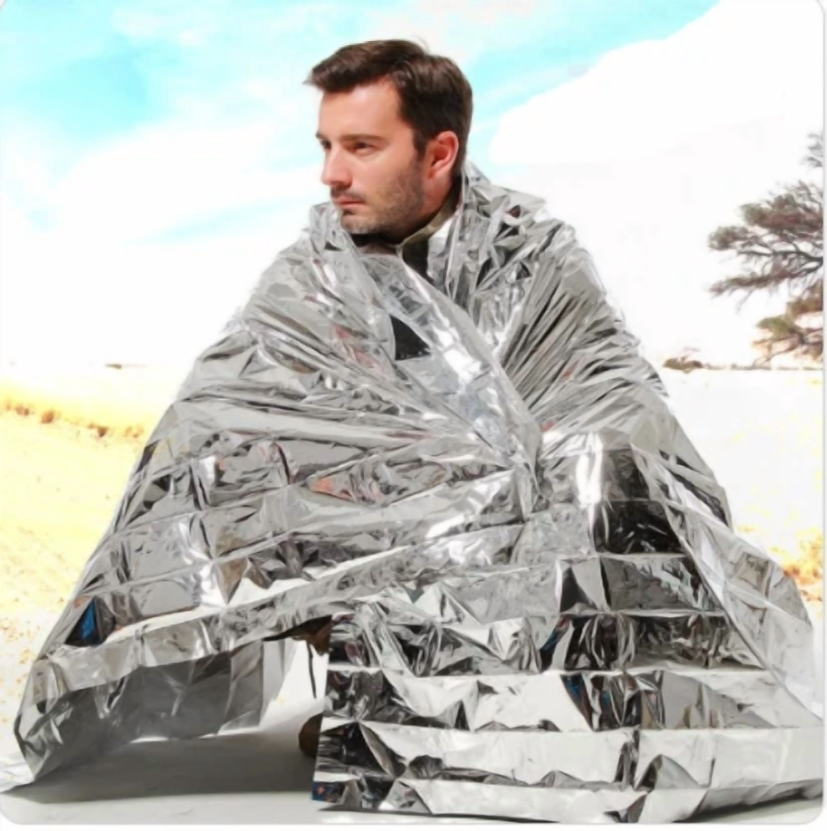 Emergency Thermal Blanket Survival Gear - Outdoor Hypothermia Rescue, Waterproof