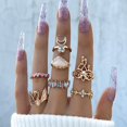 thumbnail image 1 of Conjunto de anillos para nudillos de mariposa acrílica rosa para mujer, anillos de flores Yin Yang con esmalte de cristal, joyería de moda para niñas Dengxun unisex, 1 of 2