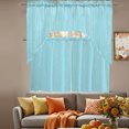 thumbnail image 3 of Mint Blue Swag Curtains for Living Room/Bedroom Windows, Modern Minimalist Linen Texture Boho Kitchen Curtains and Valances Set 36 Inch Length, Light Filtering Swags Valance Curtain Panels, 3 of 8