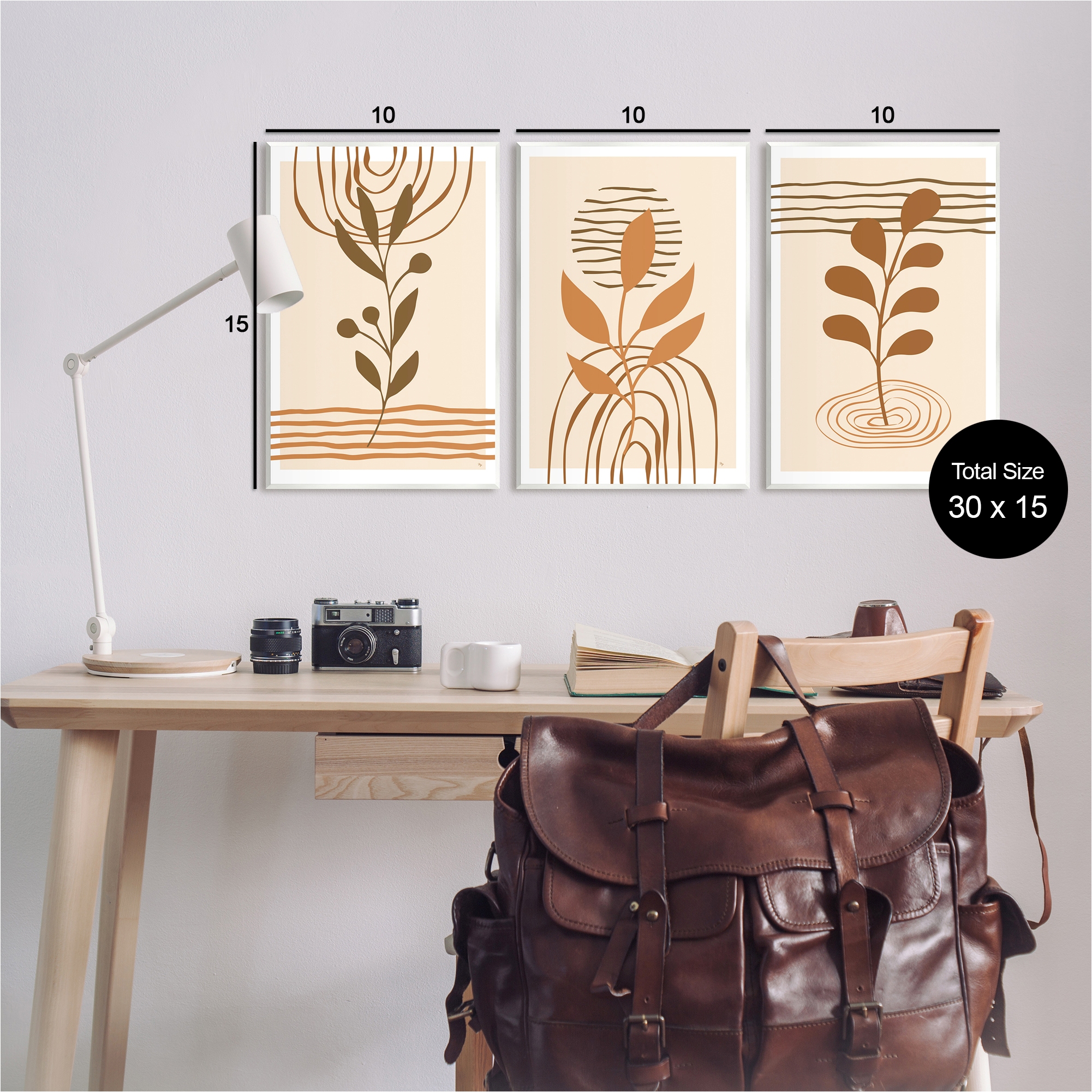 Stupell Industries Beige Boho Sprouts Botanical & Floral Painting Unframed Art Print Wall Art, 13 x 19