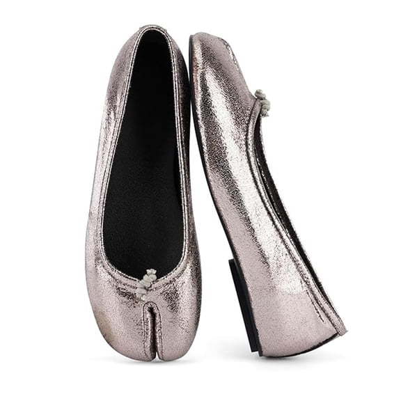 Ballet Flats Shoes for Women Dressy Silver Dance Class Tabi Ballet Slippers