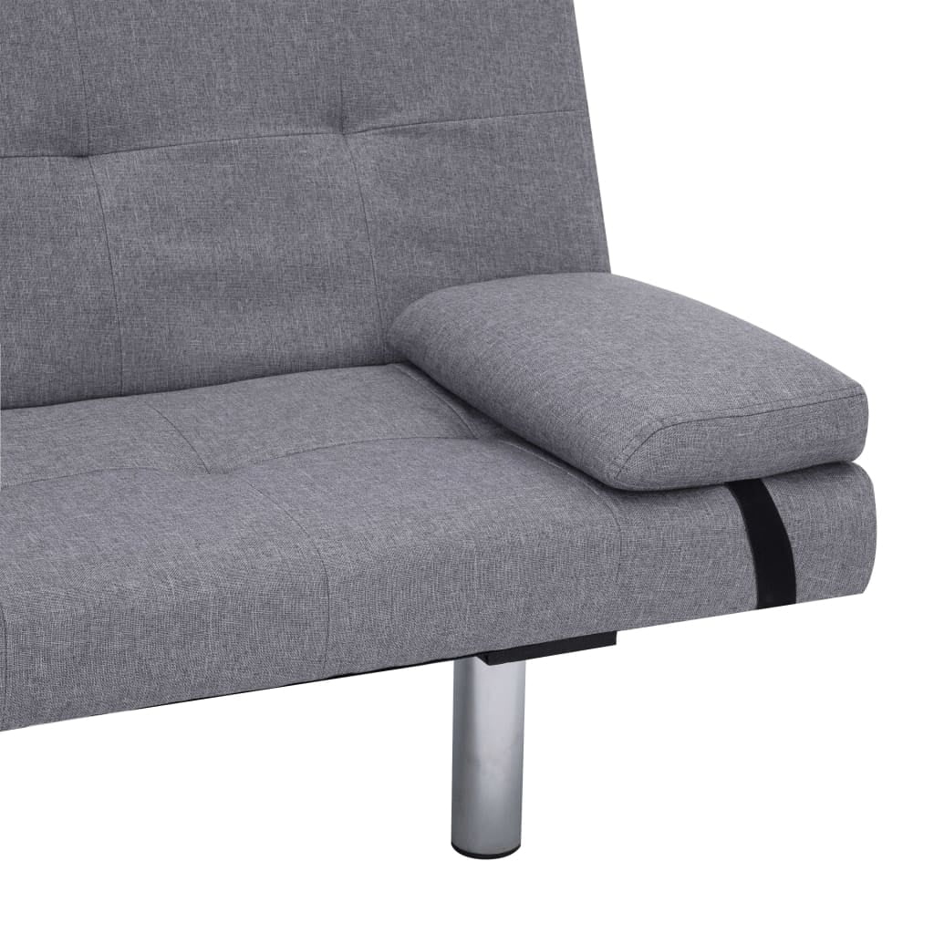 Kepooman Modern Faux Leather Convertible Sofa with 2 Pillows for Living Room Office, Light Gray Kepooman Modern Faux Leather Convertible Sofa with 2 Pillows for Living Room Office, Light Gray