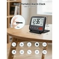 thumbnail image 2 of Digital Travel Alarm Clock for Bedroom Office: Small LCD Desk Clock with Backlight Date Temperature Snooze 12/24H Weekend Mode and Mirror, Battery Powered Folding Bedside Clock for Adult Kids, 2 of 8