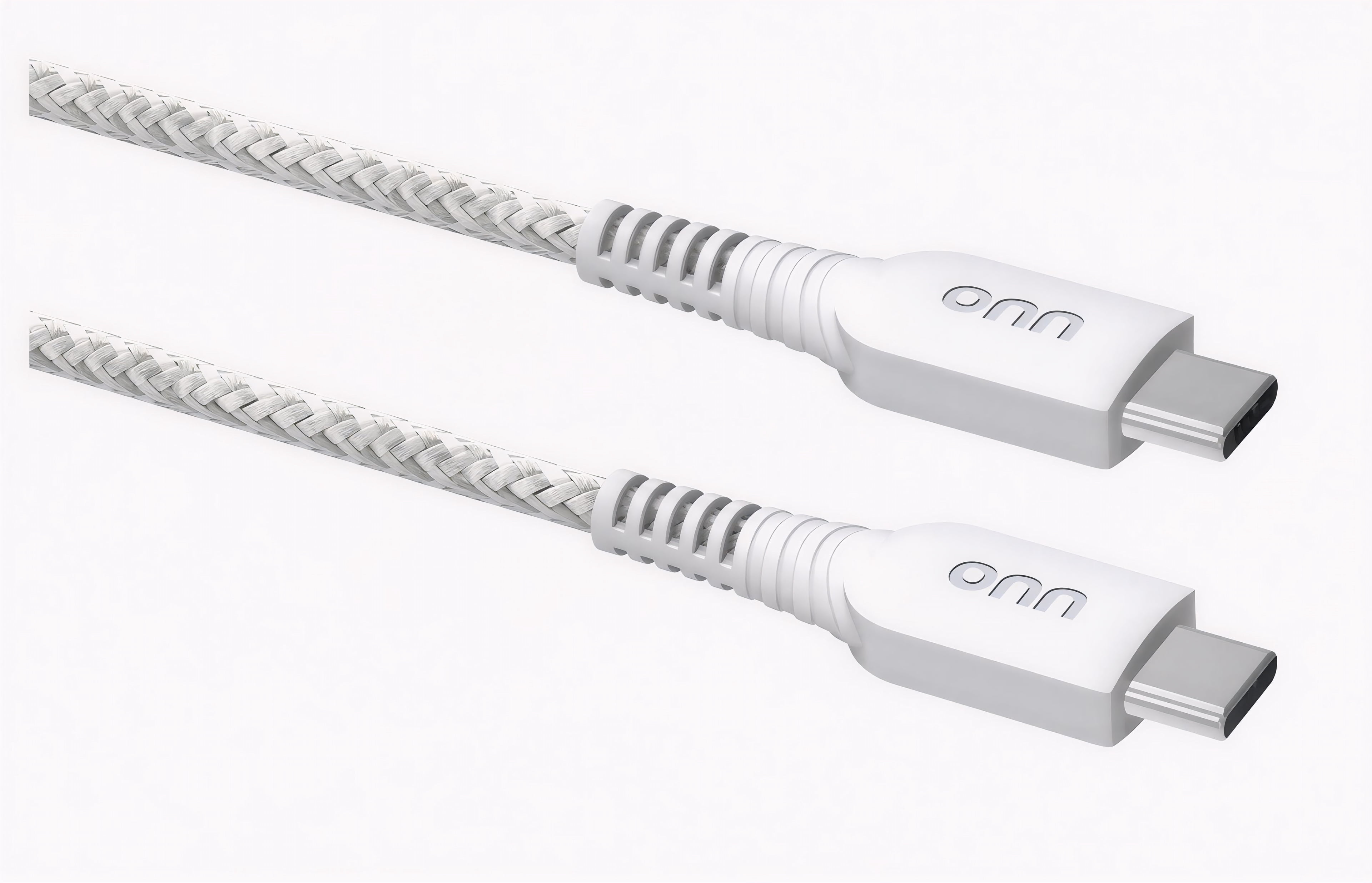 (5 pack) Onn 10ft USB-C to USB-C Braided Charging Cable, USB-IF Certified, White - Compatible with iPhone, Samsung, Pixel, iPad Pro