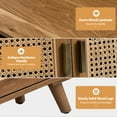 thumbnail image 6 of Boho Wooden 3-Door Sideboard Buffet with Rattan Doors Storage Cabinet Walnut, 6 of 10