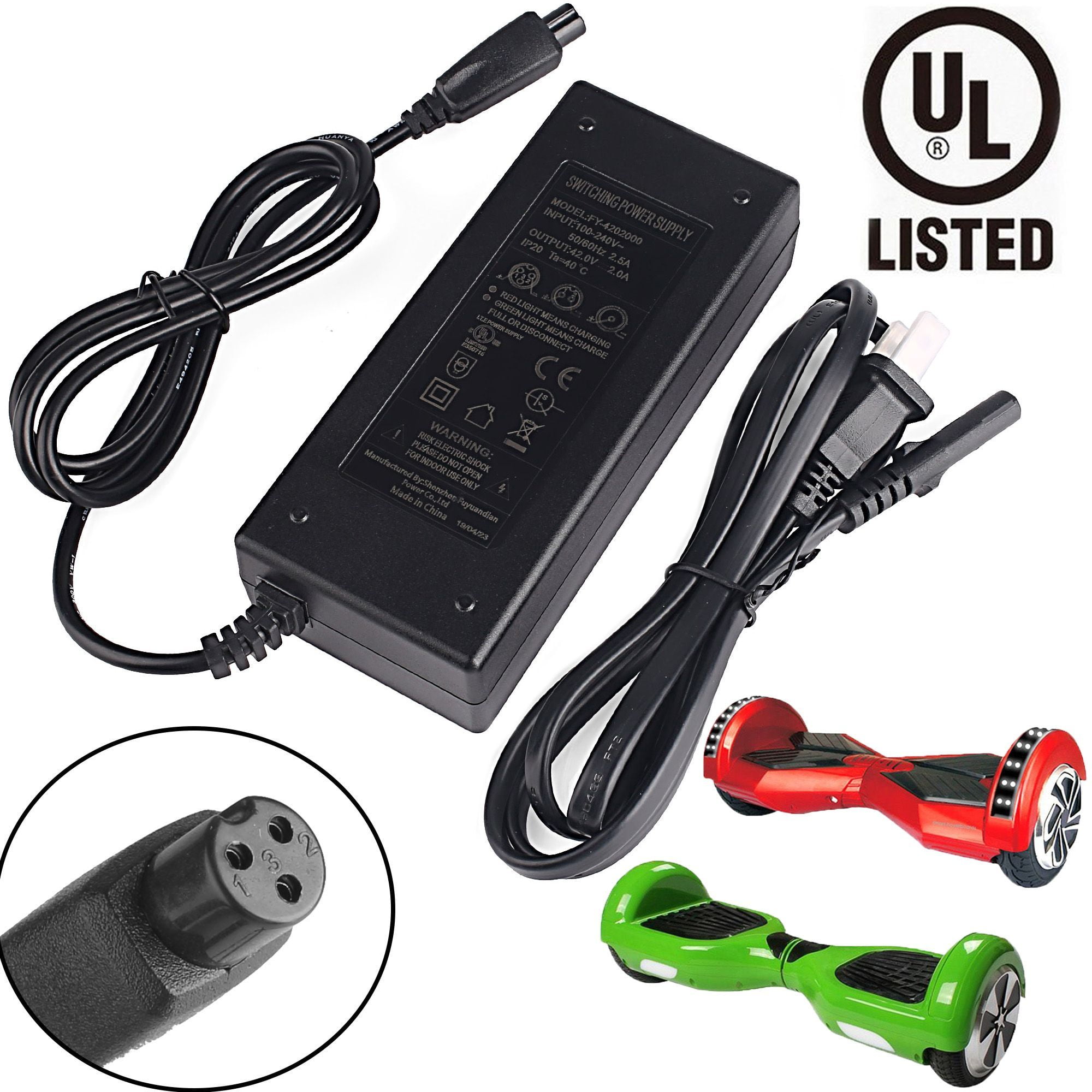 LotFancy Hoverboard Charger, 42V 2A Lithium Battery Charger For Razor  Hovertrax , SWAGWAY X1, SWAGTRON T1 T3 T6 