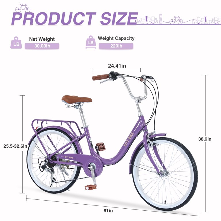 Aukfa Women 22 Purple Cruiser 7-Speed Bicycle - Walmart.com