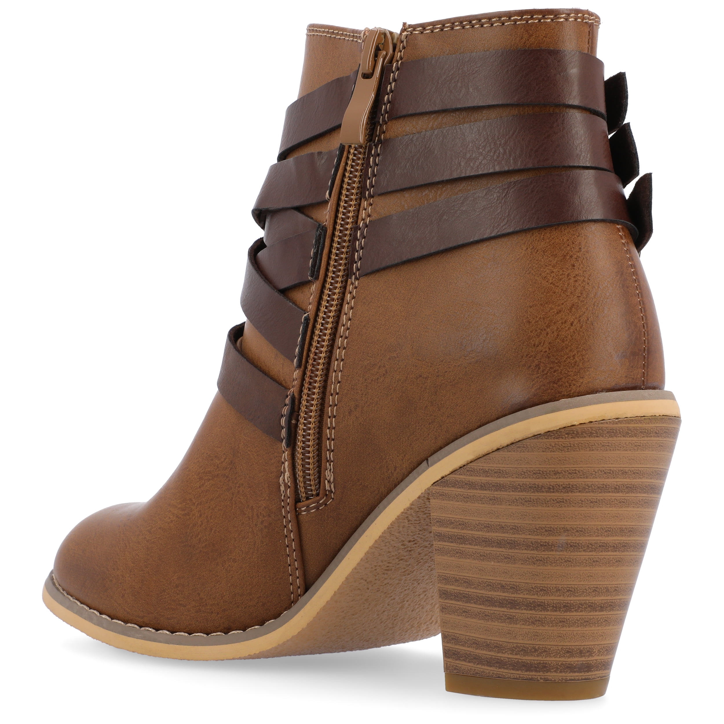 Journee Womens Strap Inside Zip Stacked Heel Booties, Widths Available