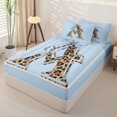 thumbnail image 2 of Homewish Brown Leopard Print A Kid Zipper Twin Comforter Sets with Fitted Sheet and 2 Pillowcases, Blue Princess Bowknot Zipper Bedding Set, Reversible, 4 Pieces, 2 of 6