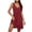 Wine, variant on Npasoilc V-Neck Pleated Pocket Dresses for Women Sleeveless Loose Solid Color A-Line Mini Dress