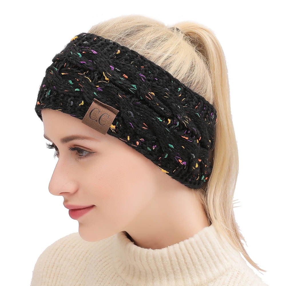 Headband Hat Knitted  Ear Warmer Open Winter Hairband Black Green Biker Sports 
