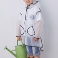 thumbnail image 7 of Hooded Transparent Raincoat Girl Boys Rain Coat Hooded Outdoors Clear Waterproof Kids Toddler Children's Rainwear Protective Covers,Black,L, 7 of 7