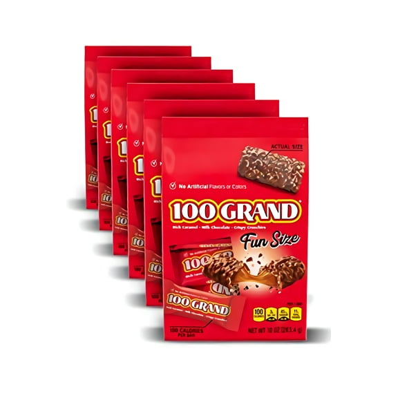 100 Grand Milk Chocolate Fun Size Candy Bars, 10 Ounce, 6 Count