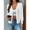 thumbnail image 3 of Women'S Long Sleeve V-Neck Button Down Cardigan Knit Shrugs Sweater White S, 3 of 7