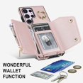 thumbnail image 4 of Phone Case for Samsung Galaxy S23 Ultra 5G Wallet Cover with Screen Protector Ring Stand Credit Card Holder Slot Crossbody Strap Cell S23Ultra 23S S 23 23Ultra 6.8 inch Women Girls Rose Gold, 4 of 7
