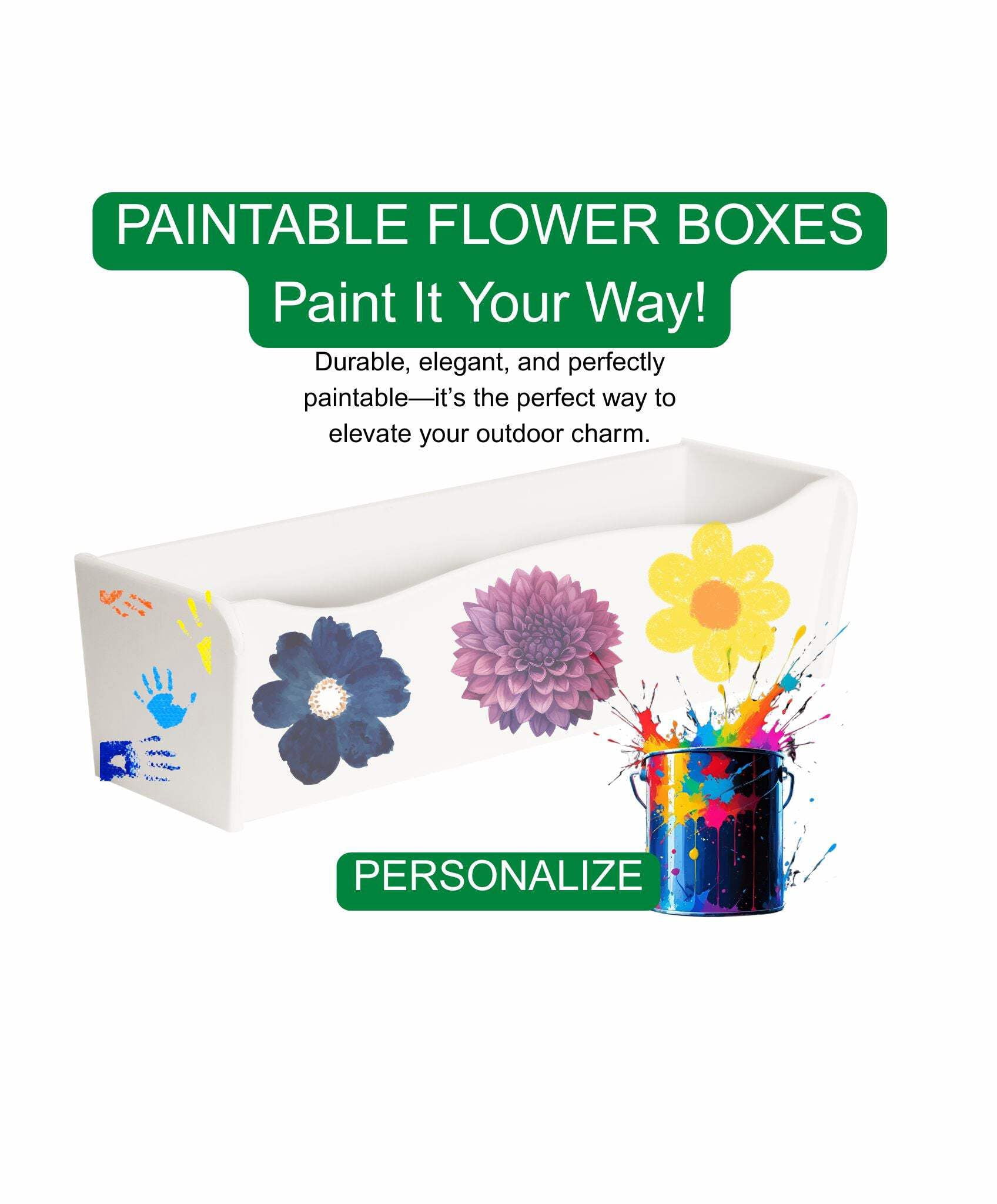 18” Paintable Flower Box – Weather-Resistant for Sheds and Playhouses