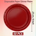 thumbnail image 2 of PTECDROTS 50 Pcs Assiettes en Papier Rouges, Assiettes en Papier de 9 Pouces Assiettes de Noël Vaisselle Assiettes Rondes pour Fournitures de Fête de Noël Rouges Usage Quotidien Fournitures pour Fêtes de Mariage et d'Anniversaire, 2 of 7