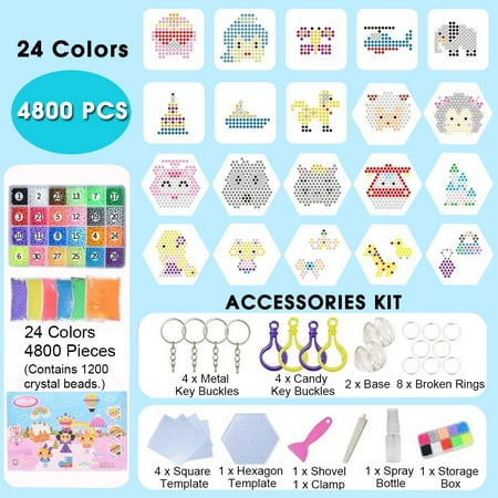 - 4800Pcs 24 Color Crystal Magic Bead Fuse Beads Tool Set Multicolors Water Sticky Beads DIY Refill Water Spray Art Crafts Toys for Kids Adult