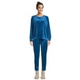 thumbnail image 2 of Time and Tru Women's Promo Velour Top and Pant Set, 2 Piece, 2 of 5