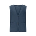 thumbnail image 4 of BiZtdJrK Cotton Linen Beach Tank Tops for Men Summer Fashion Button Down Suit Vest Lightweight Sports Coat with Pockets Navy L, 4 of 7