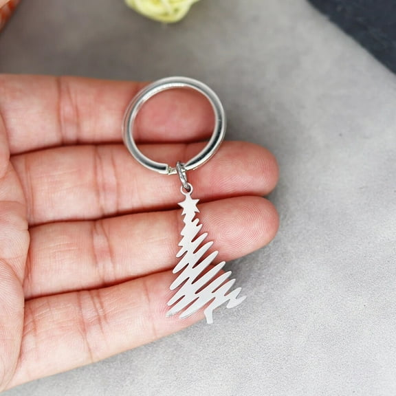 Stainless Steel Keychain Gift Cute Christmas Tree Star Keyrings Pendant for DIY Jewelry Making Hadmade Bag Car Key Chain