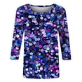 thumbnail image 4 of Oplxuo 3/4 Sleeve T-Shirts Womens Sequins Printed Crewneck Plus Size Dressy Sparkly Blouse Loose Pullover Casual Tee Tops, 4 of 4