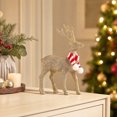thumbnail image 4 of JeashCHAT Glitter Christmas Reindeer Figurines, Reindeer Sculpture with Knitted Scarf, Standing Deer Statues Tabletop Ornaments Christmas Decorations for Table Shelf Office Home Decor, 4 of 6