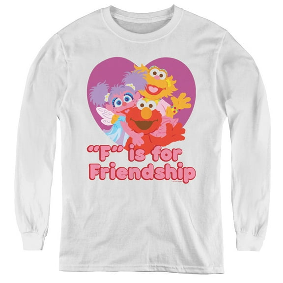 Sesame Street Friendship Youth Long Sleeve Tee White