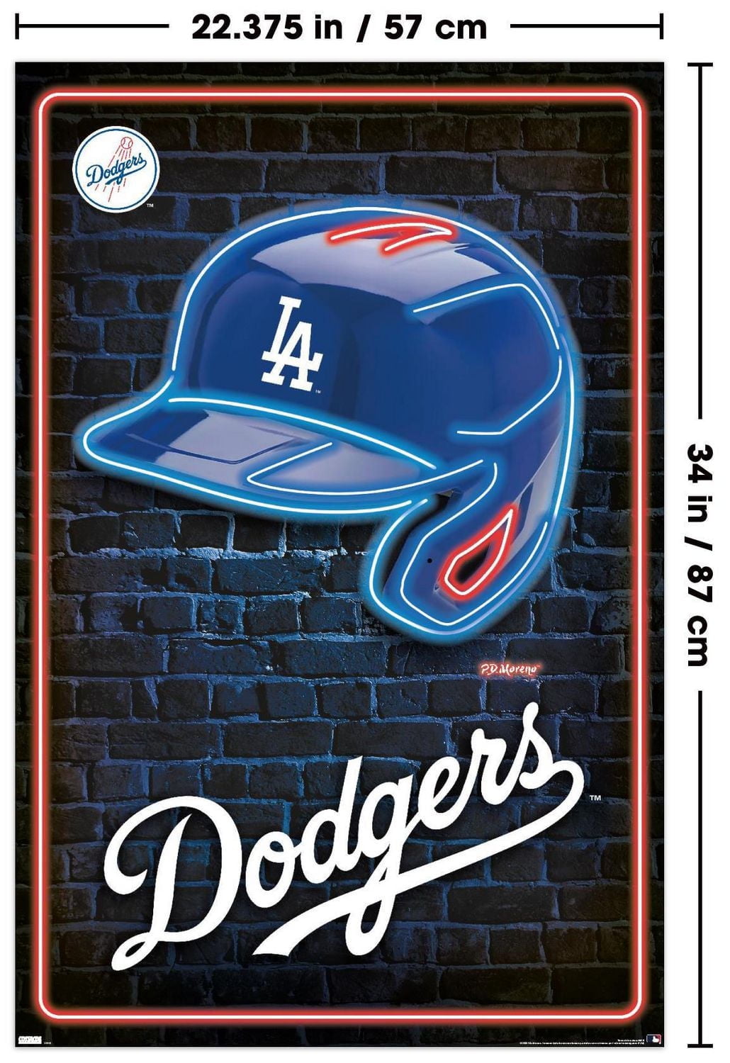 MLB Los Angeles Dodgers - Neon Helmet 23 Wall Poster, 22.375" x 34"