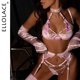 thumbnail image 2 of Ellolace-Lencería de fantasía, ropa interior Sensual de Hada, sujetador Halter de 4 piezas, tangas recortadas, delicados conjuntos exóticos de encaje de lujo, atuendo Sissy, 2 of 5